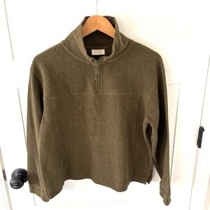 Poetry Zip Neck Cotton Jersey Forest Green Top. Size 6.